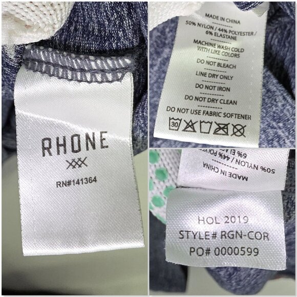 Rhone T-shirt Mens Medium Blue Heathered Tee Gym Workout Active Athletic Solid - Picture 4 of 5